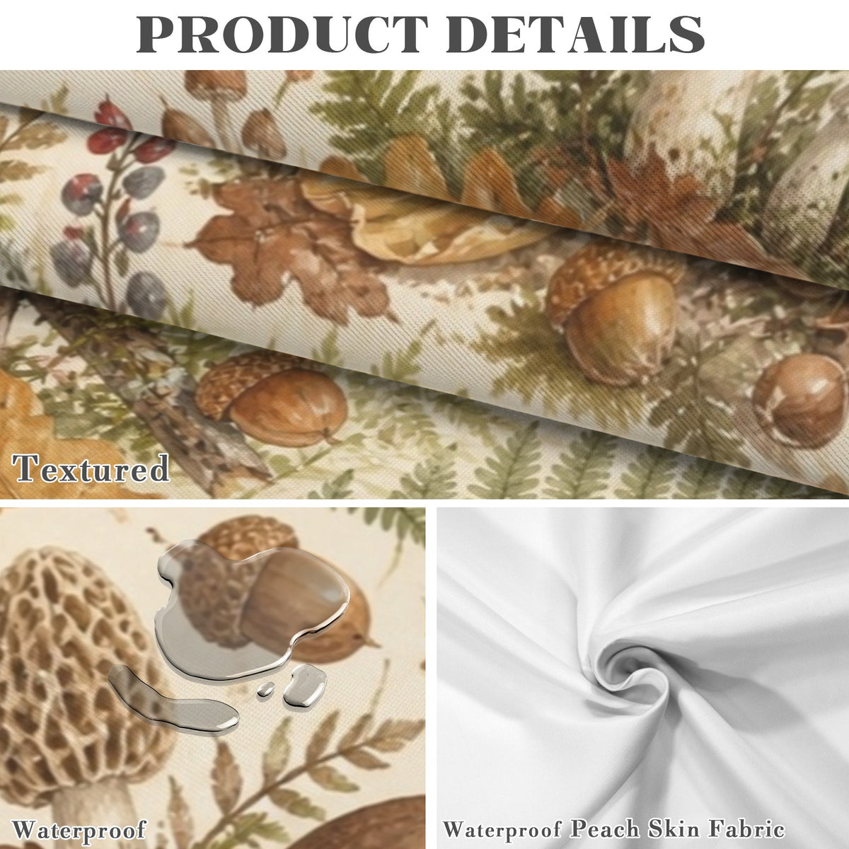 Mushrooms 178cm x 140cm Rectangular Tablecloth 70x55inch (QUE)