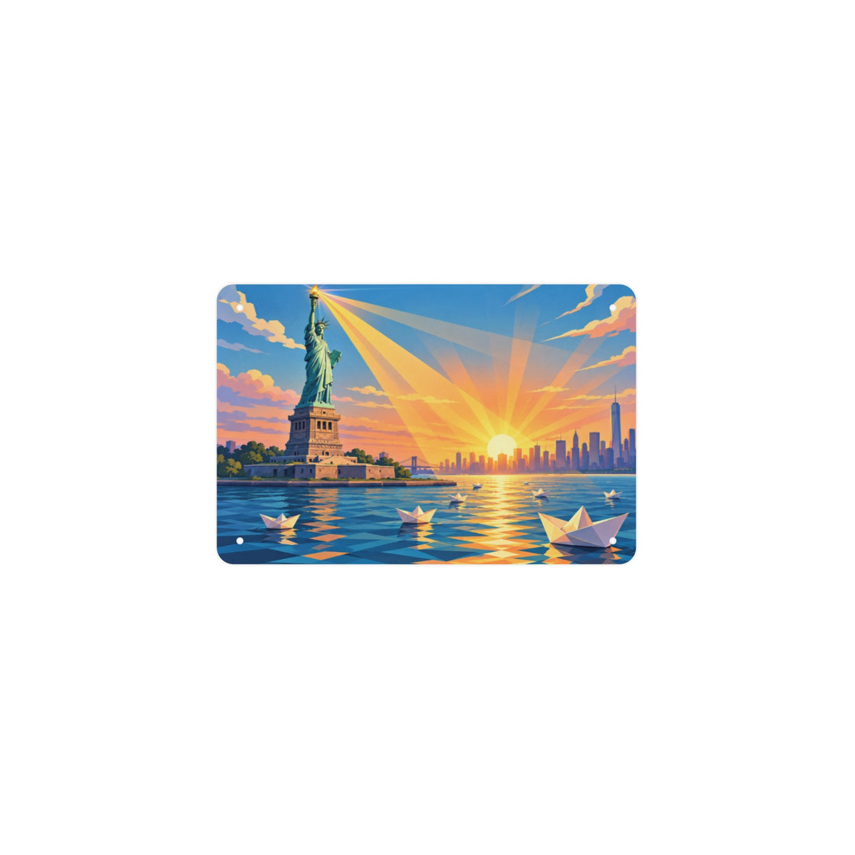 Dawn Harbor Liberty 12 x 8 in Metal Tin Sign