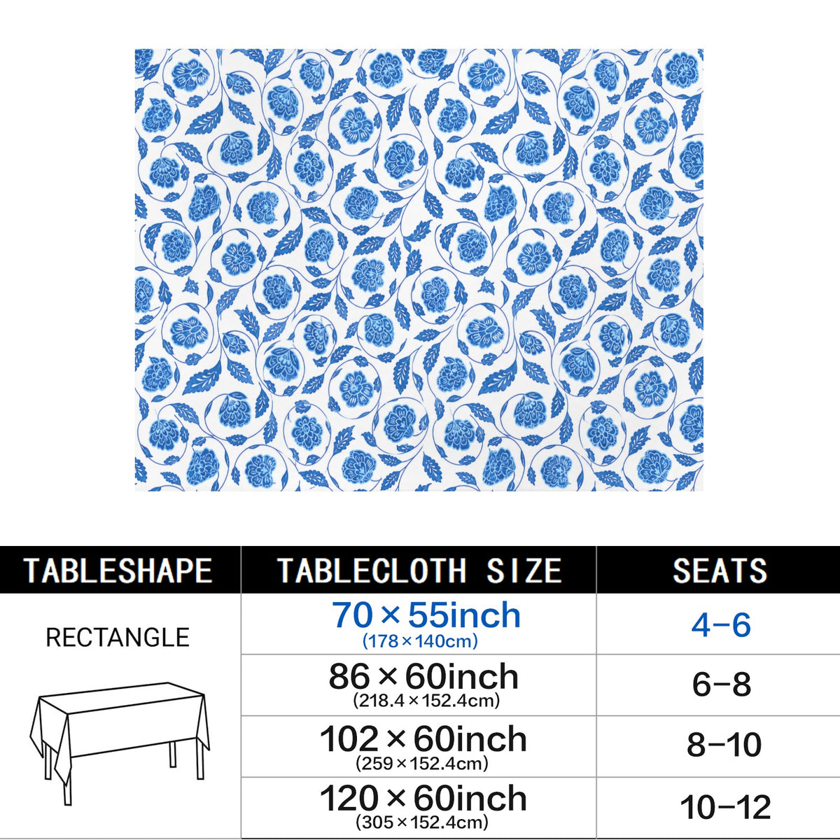 Bright Pumpkin 178cm x 140cm Rectangular Tablecloth 70x55inch (QUE)