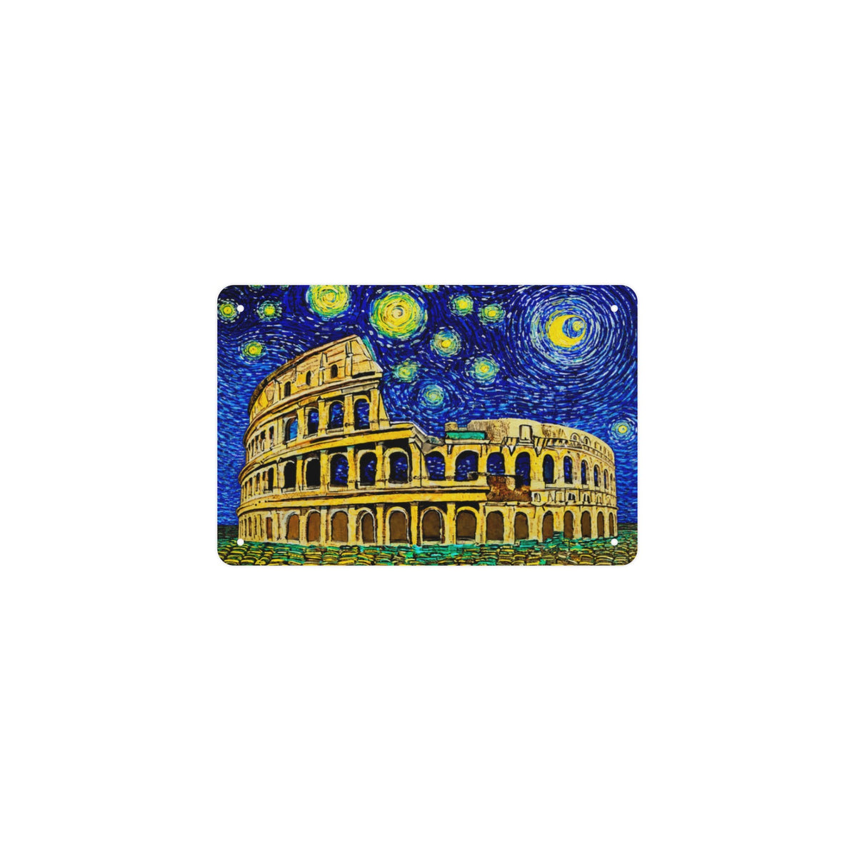 Starry Night Colosseum 12 x 8 in Metal Tin Sign