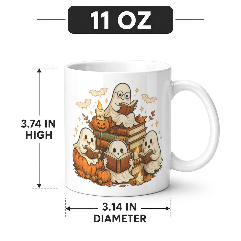 Little Ghost Reading Nook 11 oz White Ceramic Mug