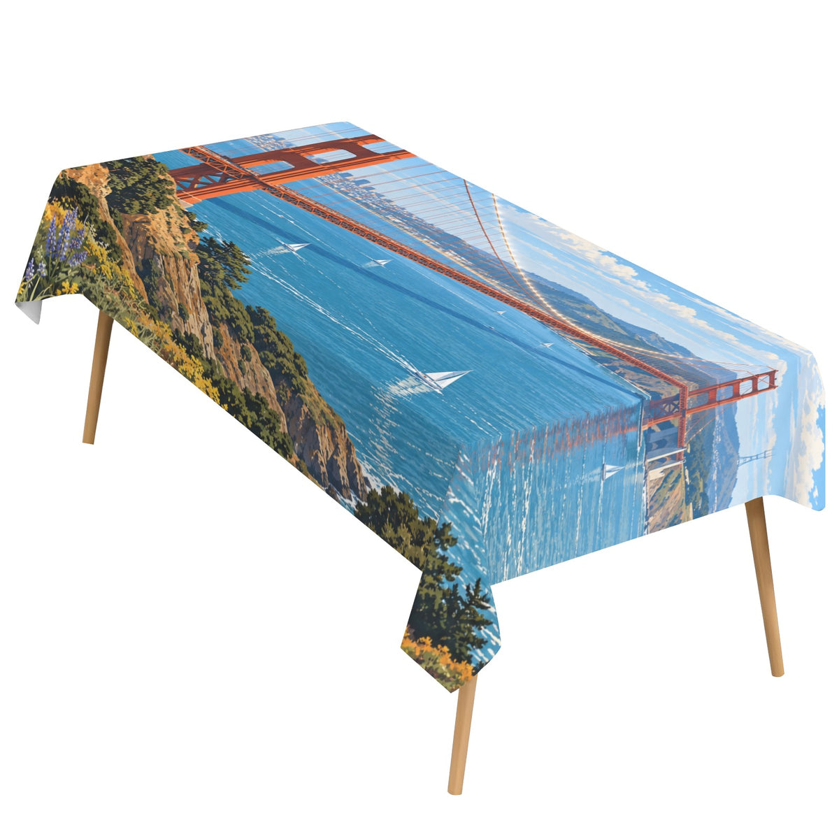 Golden Gate Midday 178cm x 140cm Rectangular Tablecloth 70x55inch (QUE)