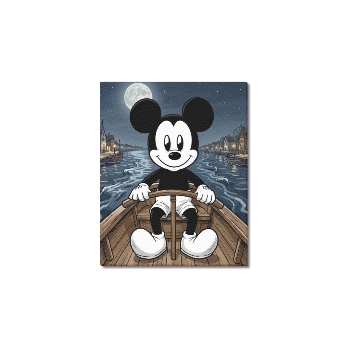 Moonlit Mickey Riverboat Frame Canvas Print 8"x10"