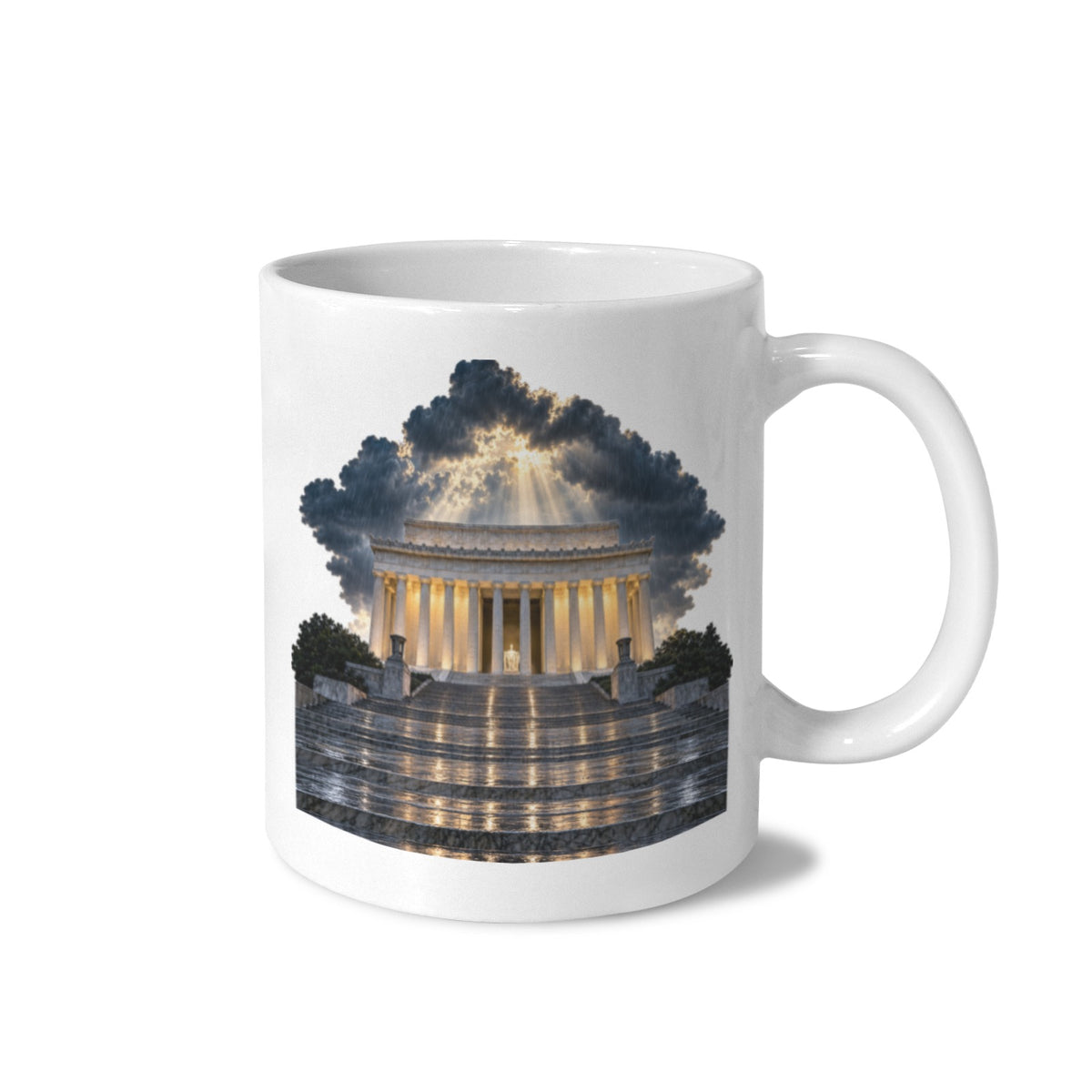 Lincoln Memorial Storm 11 oz White Ceramic Mug