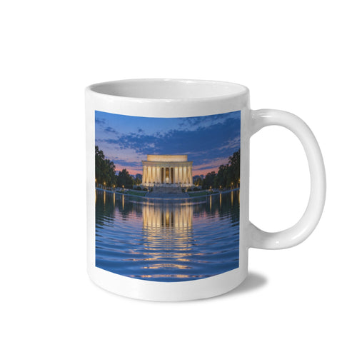 Lincoln Memorial Blue Hour Pool 11 oz White Ceramic Mug