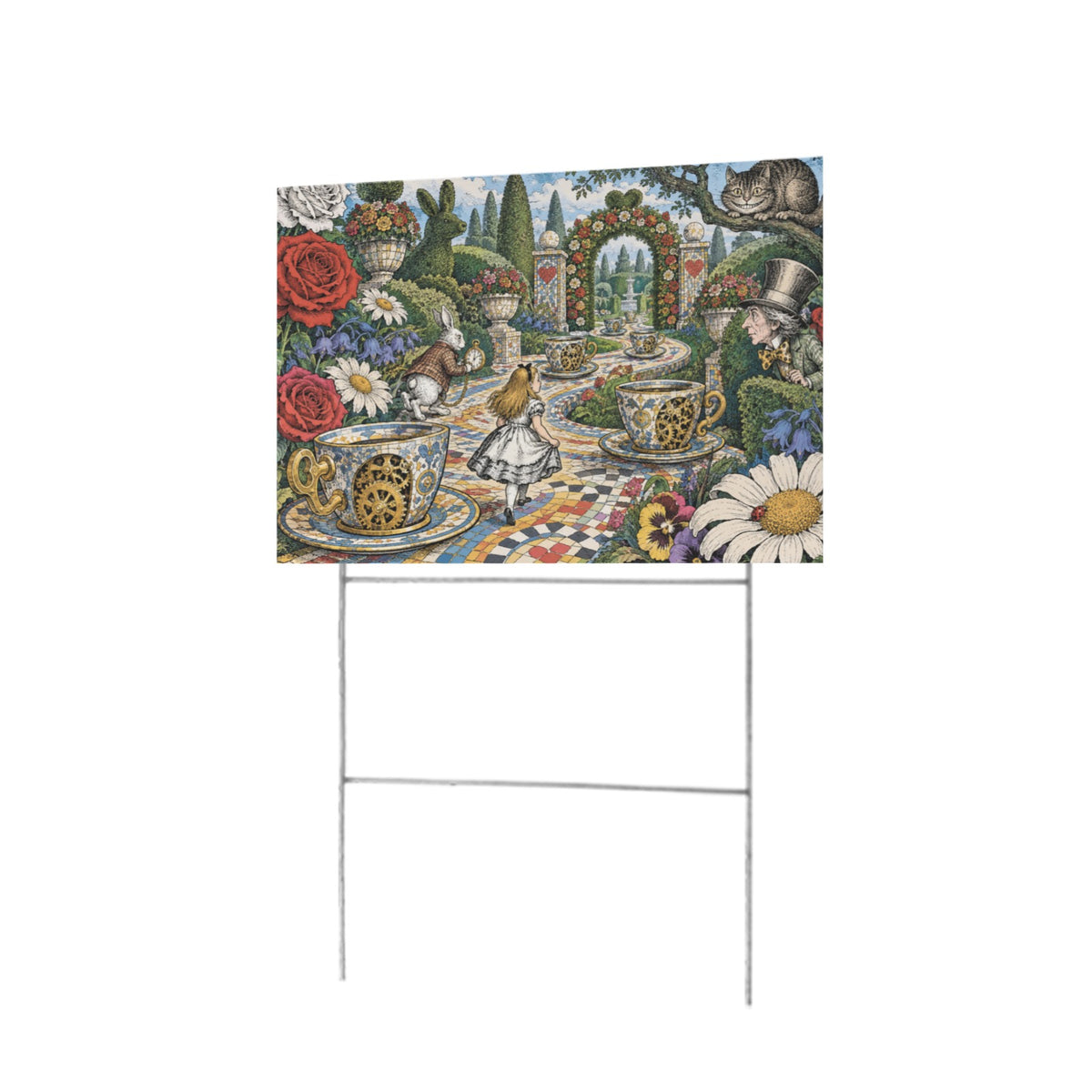Clockwork Tea Garden Alice 12 x 9 in House Sign