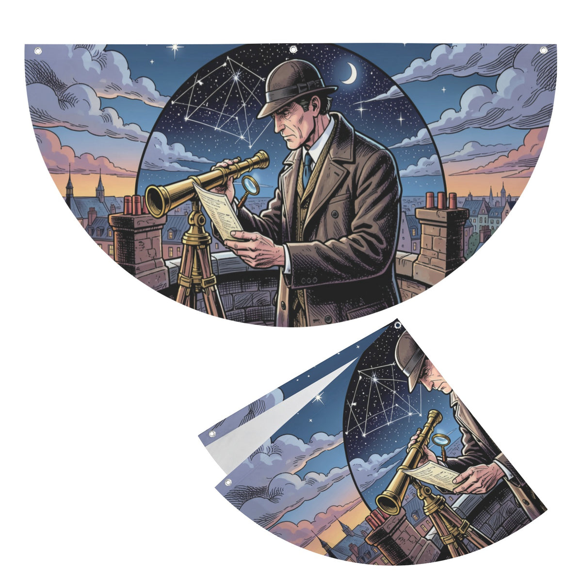 Sherlock Holmes Reads Constellations From 36 x 18 in Semi Circle Flag