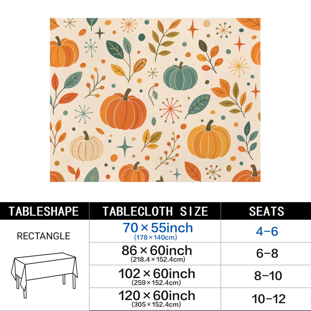 Pumpkin Party 178cm x 140cm Rectangular Tablecloth 70x55inch (QUE)
