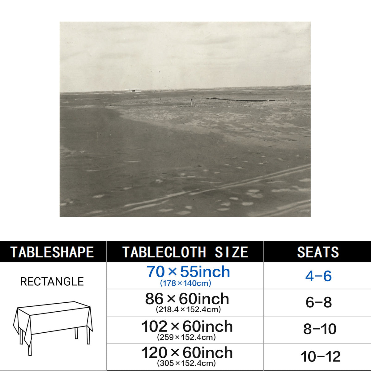 First Flight 178cm x 140cm Rectangular Tablecloth 70x55inch (QUE)