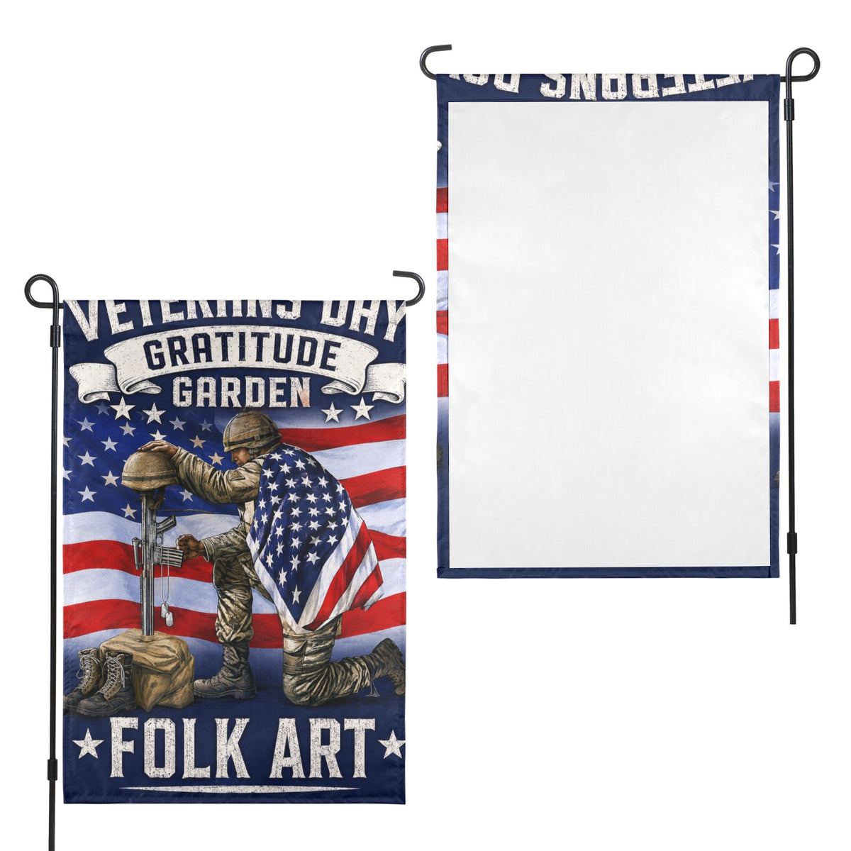 Veterans Day gratitude garden folk art 12 x 18 in Garden Flag