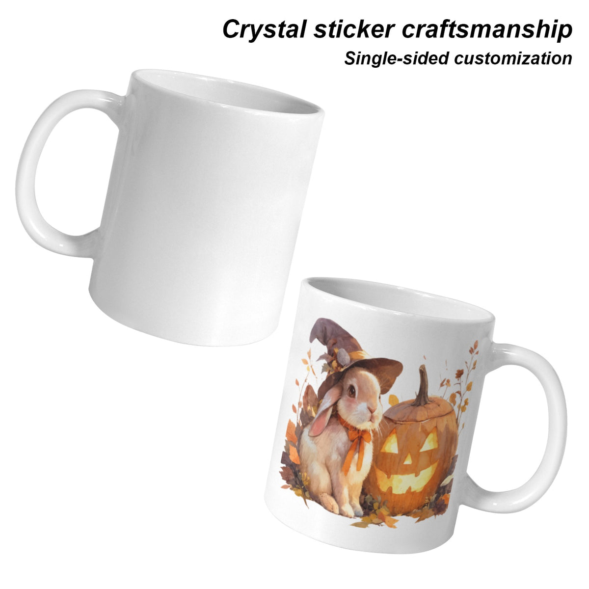 Autumn Moon Rabbit 11 oz White Ceramic Mug