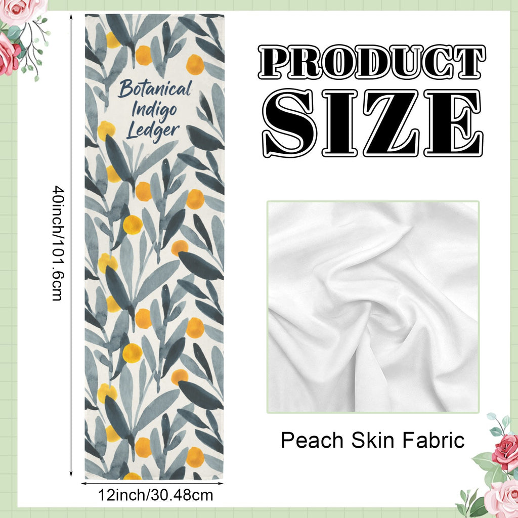 Botanical Indigo Ledger 12 x 40 in Polyester Peach Skin Tapestry