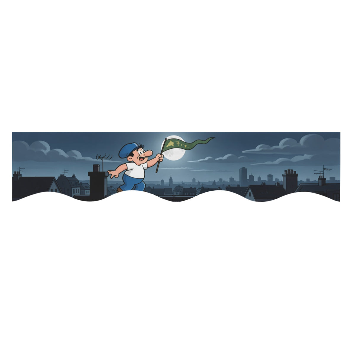 Rooftop Moonlight — 200cm x 43.1cm Fireplace Cloth (QUE)