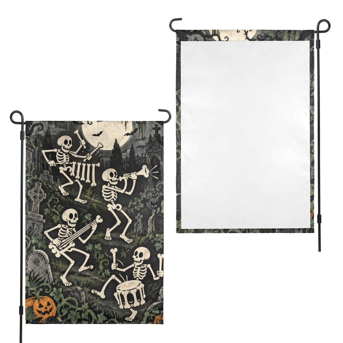 Skeleton Dance 1929 moonlit bone band 12 x 18 in Garden Flag