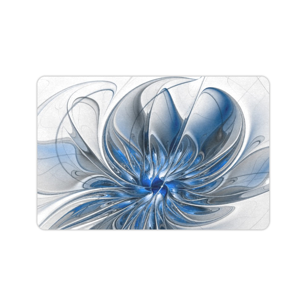Blue Gray Abstract Flower Doormat 23.6 x 15.7 in Doormat