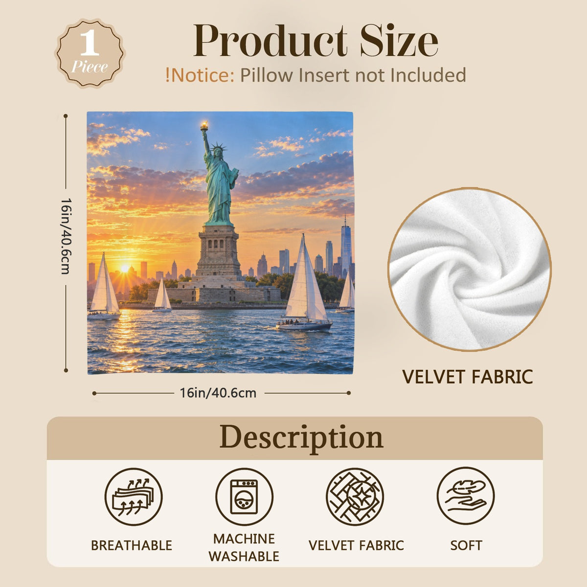 Liberty Harbor Sail 16 x 16 in Envelope Pillow Case