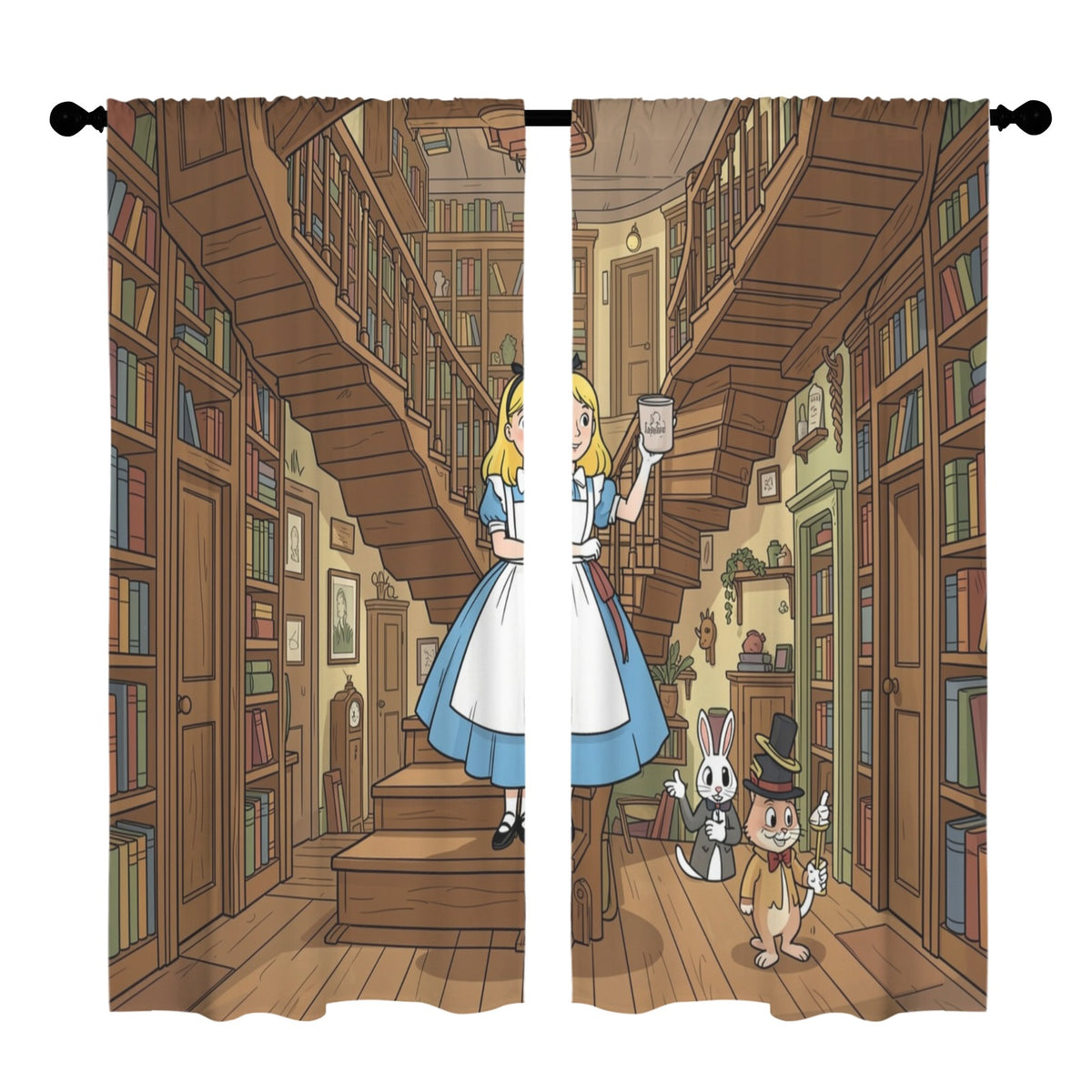 Alice Upside-Down Library 52 x 84 in Window Curtain Set