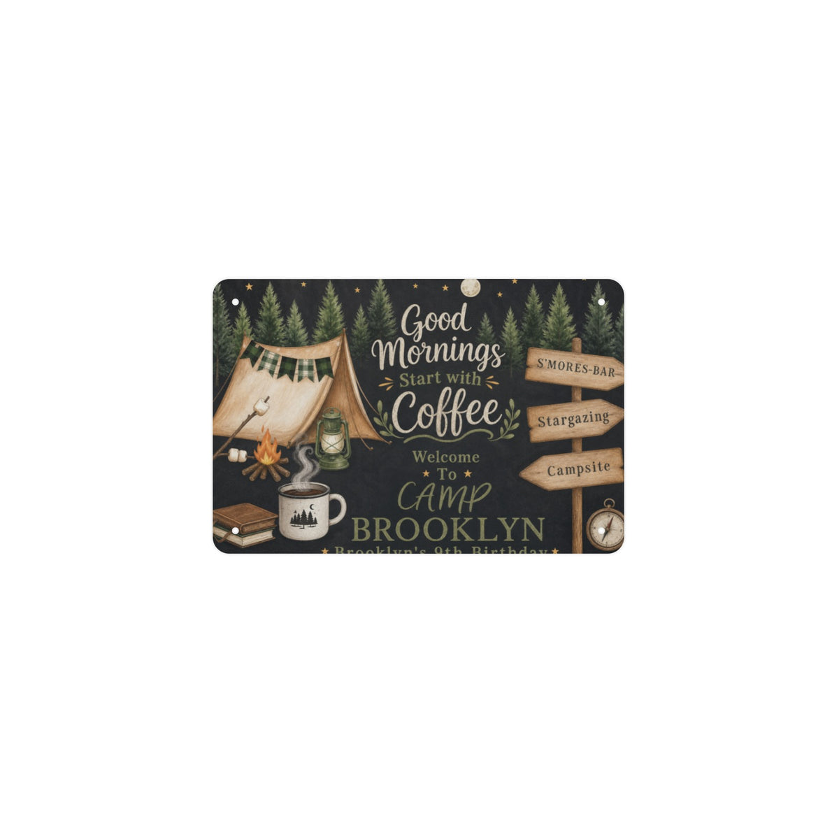 Good Mornings Start With Coffee 12 x 8 in Metal Tin Sign