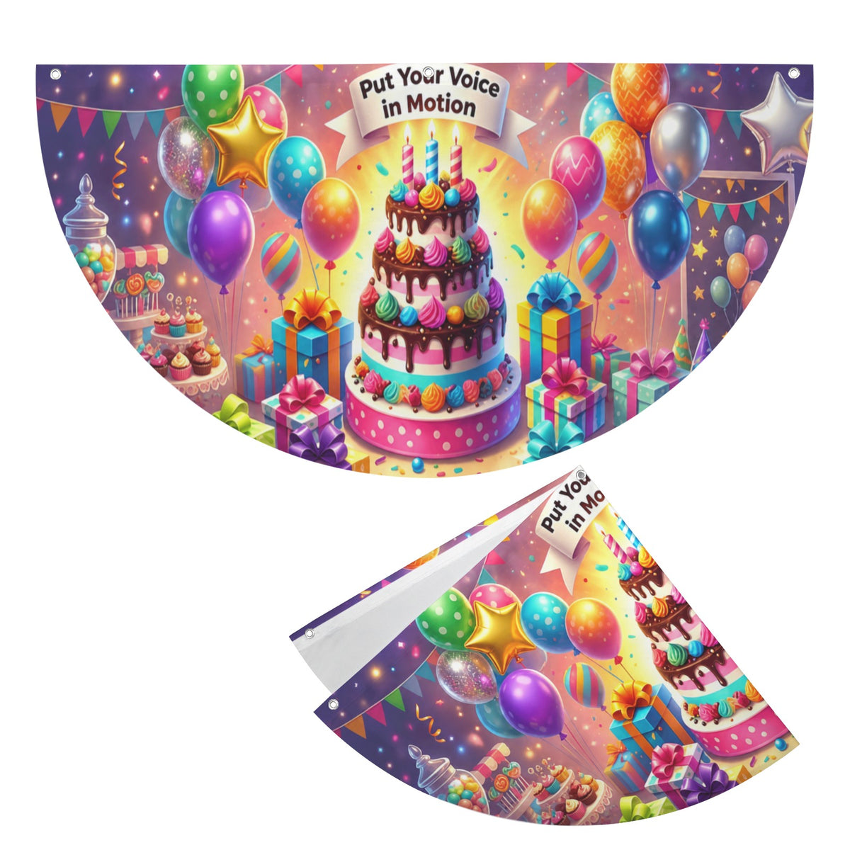 Put Your Voice in Motion 36 x 18 in Semi Circle Flag