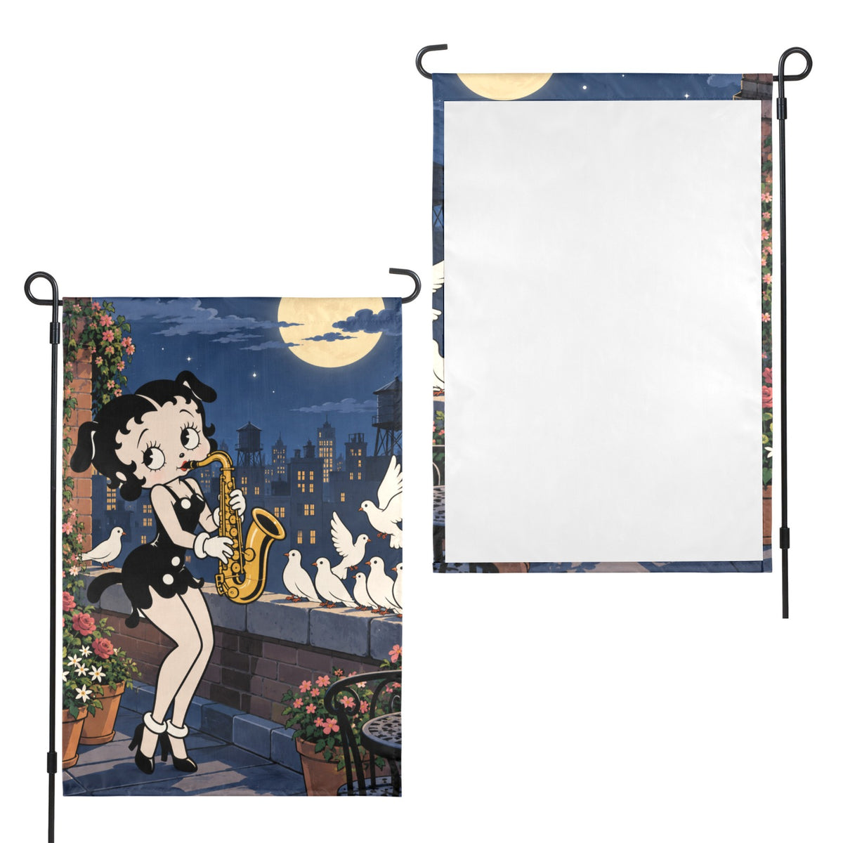 Betty Boop Rooftop Sax 12 x 18 in Garden Flag