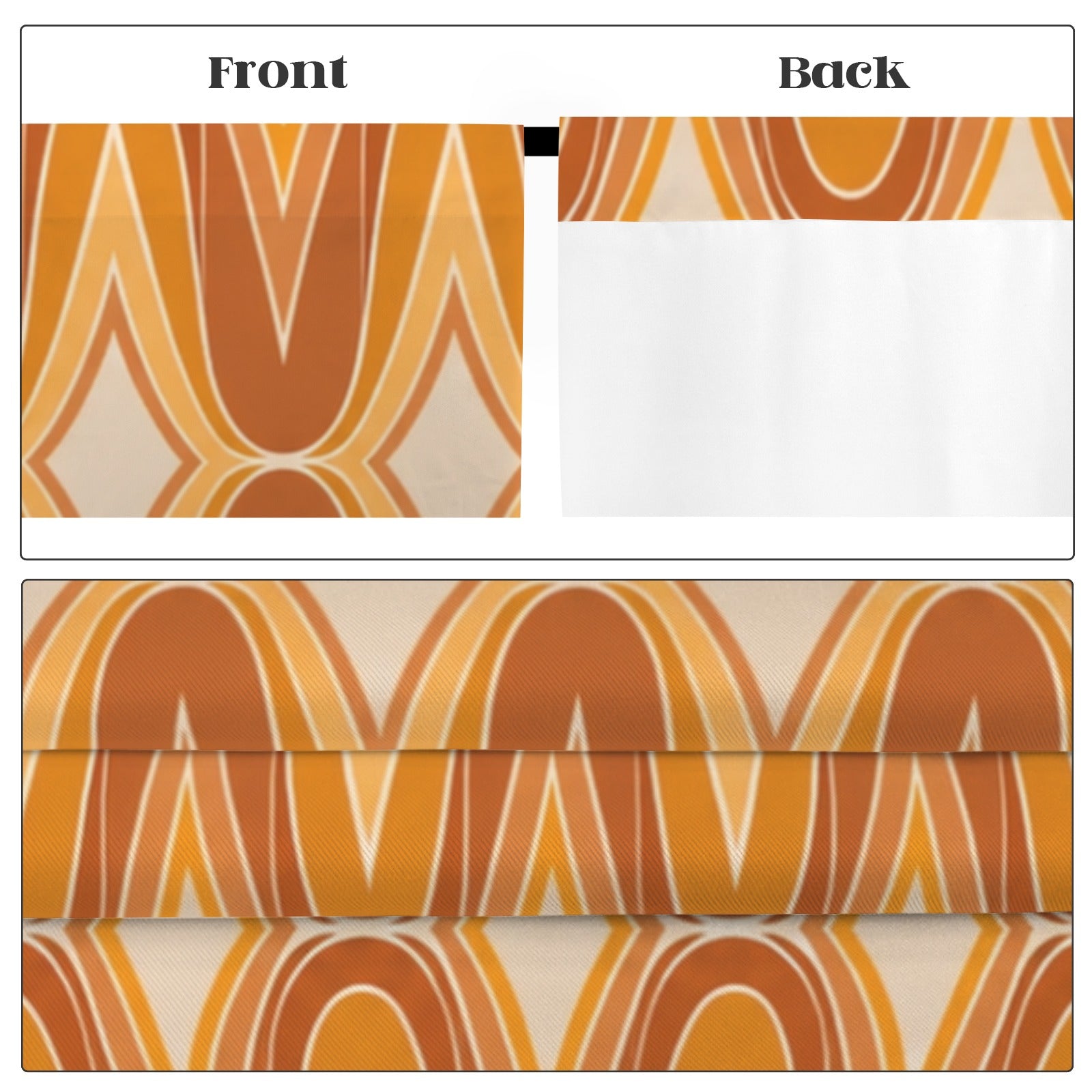 1970s Orange Geometry 52 x 84 in Window Curtain Set