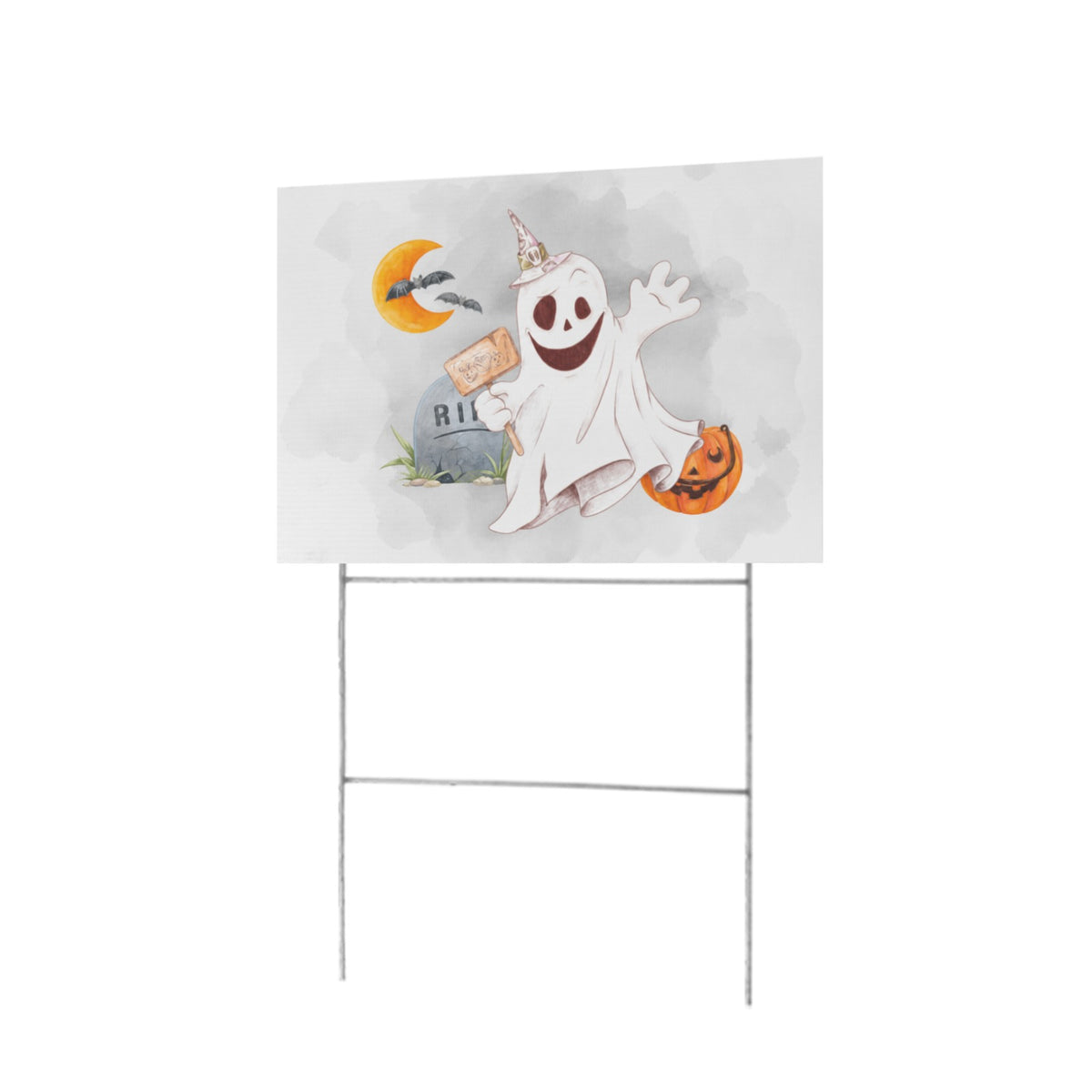 Ghost Pumpkin Visit 12 x 9 in House Sign