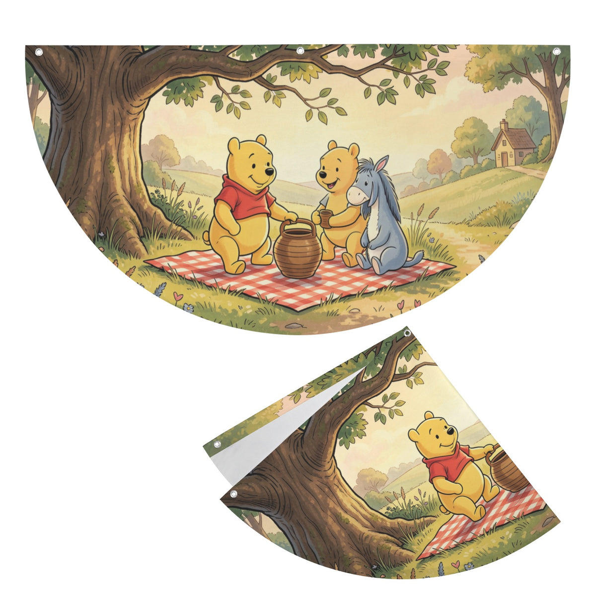 Pooh Character Group Shares A 36 x 18 in Semi Circle Flag