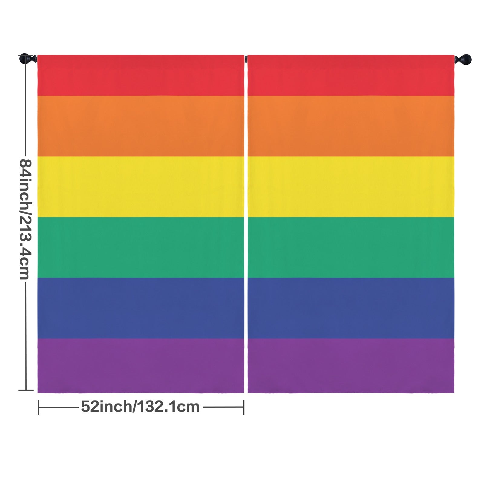 Rainbow Minimalist Stripes 52 x 84 in Window Curtain Set