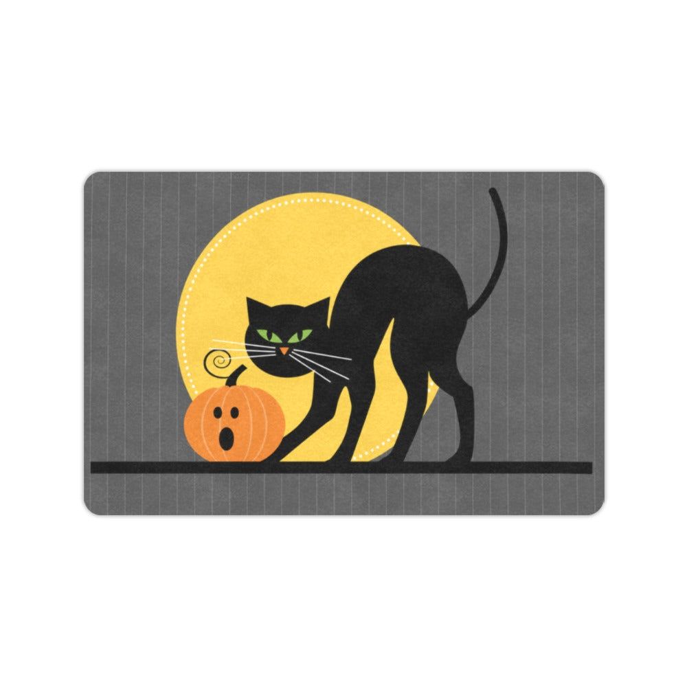 Black Cat Orange Moon 23.6 x 15.7 in Doormat