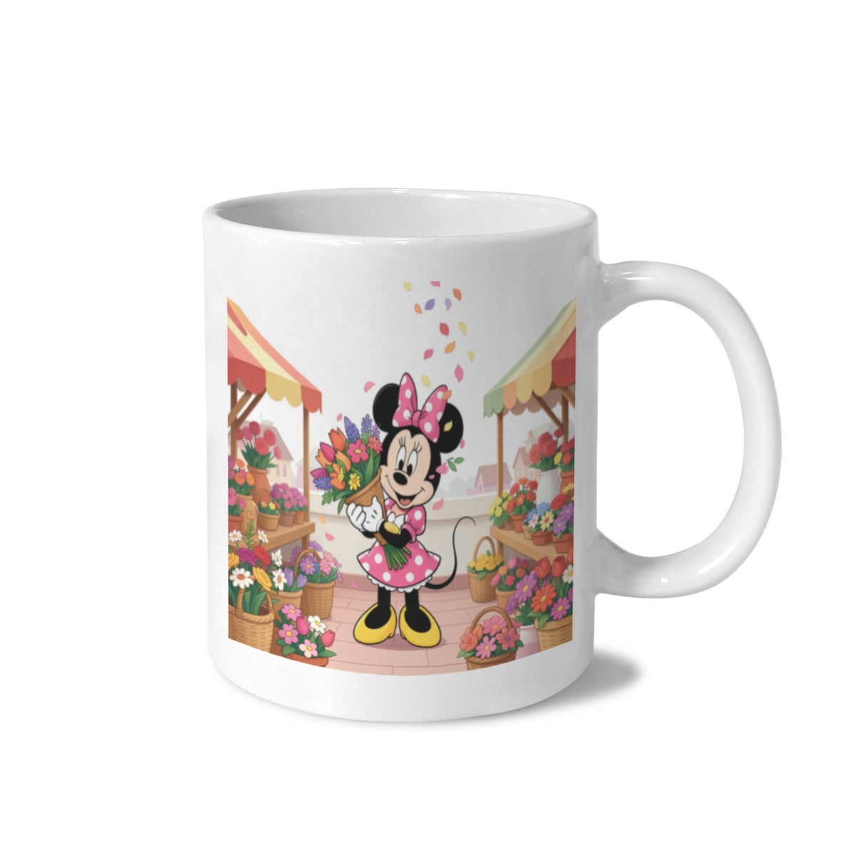 Minnie Rooftop Flowers 11 oz White Ceramic Mug