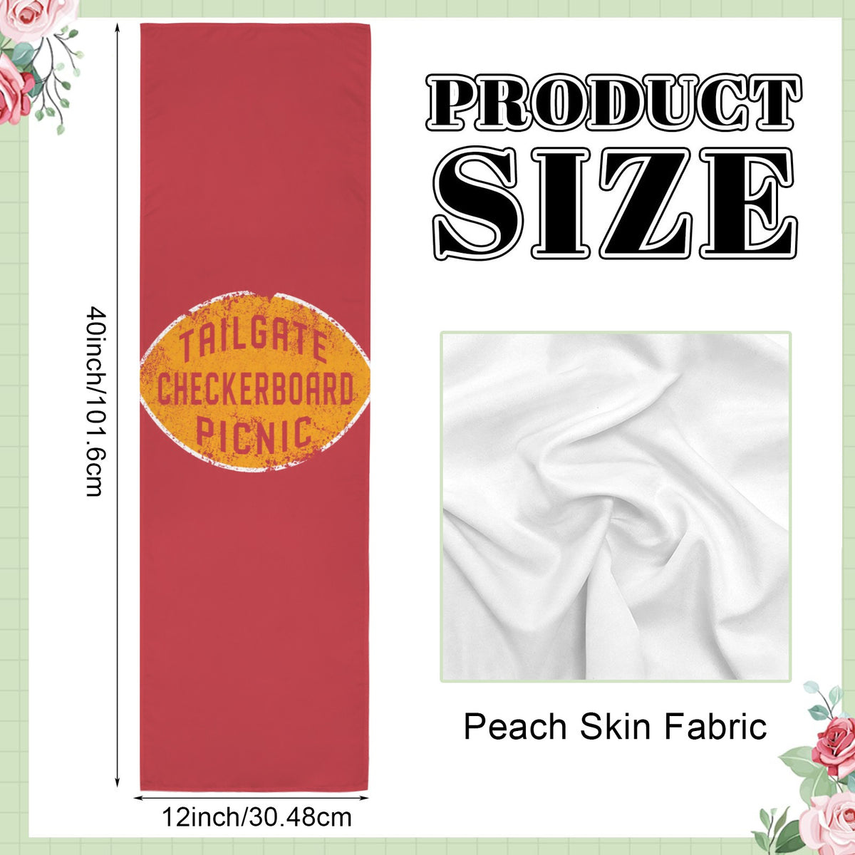 Tailgate Checkerboard Picnic 12 x 40 in Polyester Peach Skin Tapestry