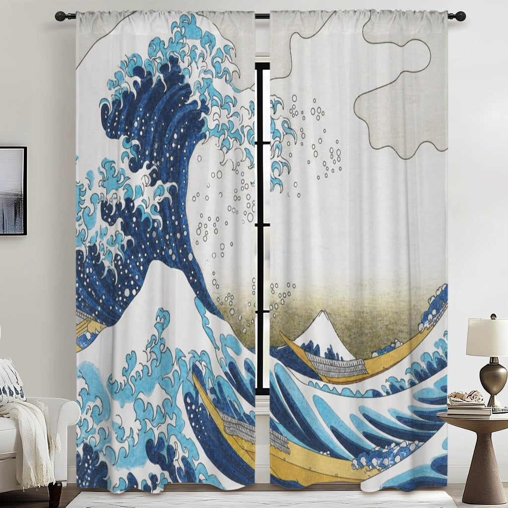 Hokusai Great Wave 52 x 84 in Window Curtain Set