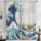 Hokusai Great Wave 52 x 84 in Window Curtain Set