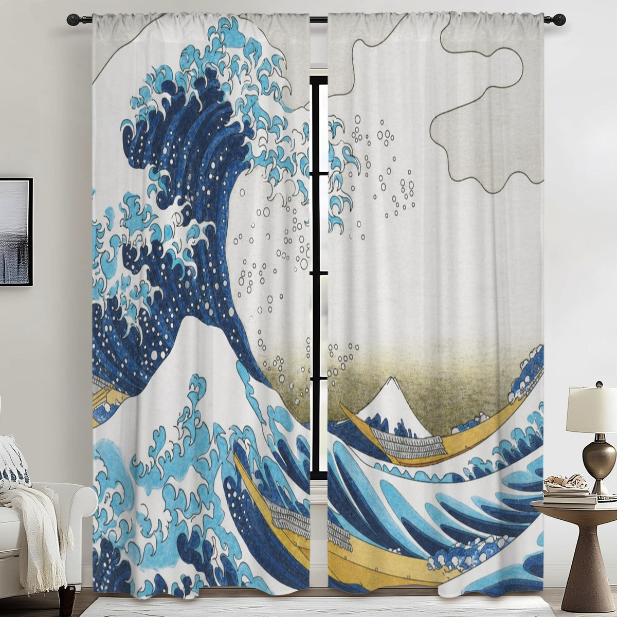 Hokusai Great Wave 52 x 84 in Window Curtain Set