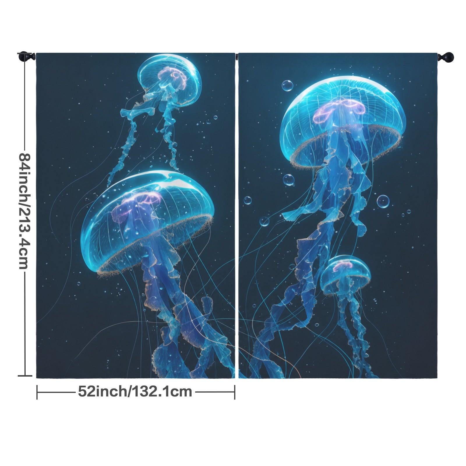 Bioluminescent Ocean 52 x 84 in Window Curtain Set