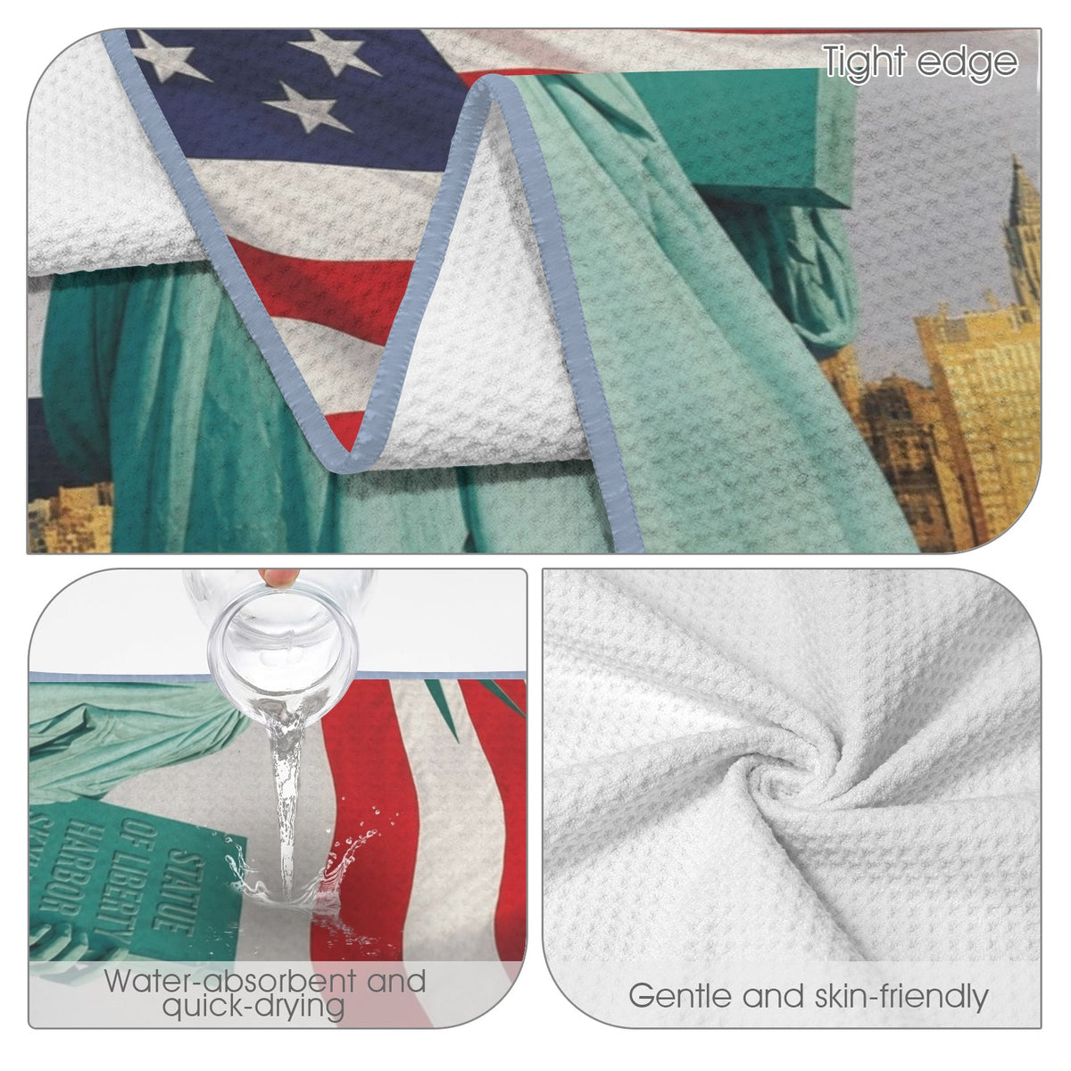 Liberty Harbor Skyline 29"x58" (QUE) Waffle Weave Bath Towel