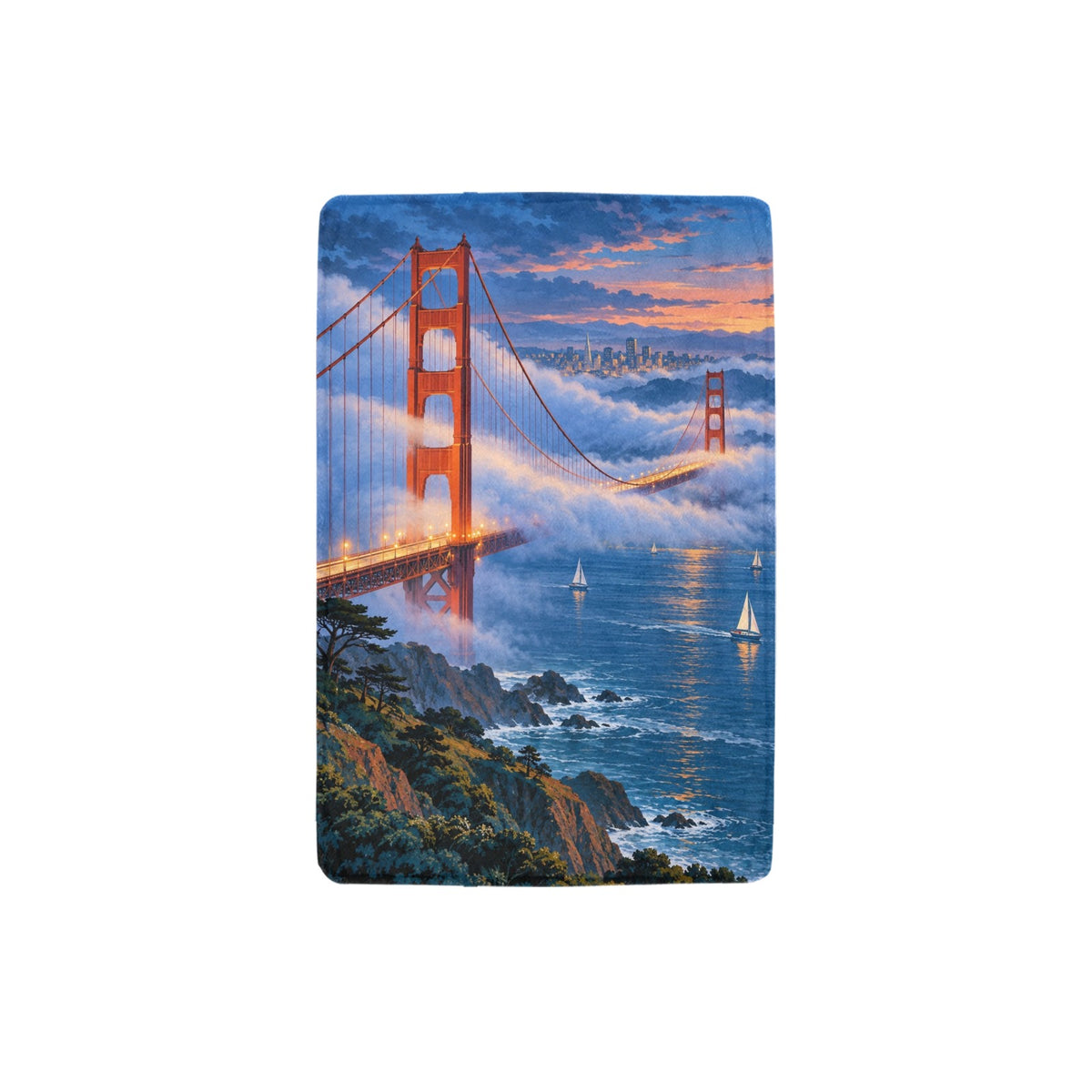 Golden Gate Fog Ribbon 32 x 48 in Micro Fleece Blanket