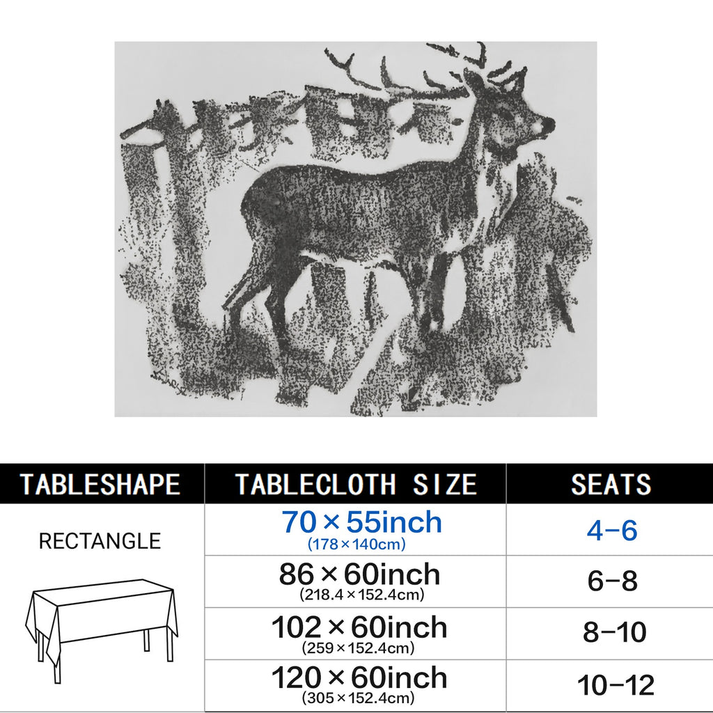 Mother Deer 178cm x 140cm Rectangular Tablecloth 70x55inch (QUE)