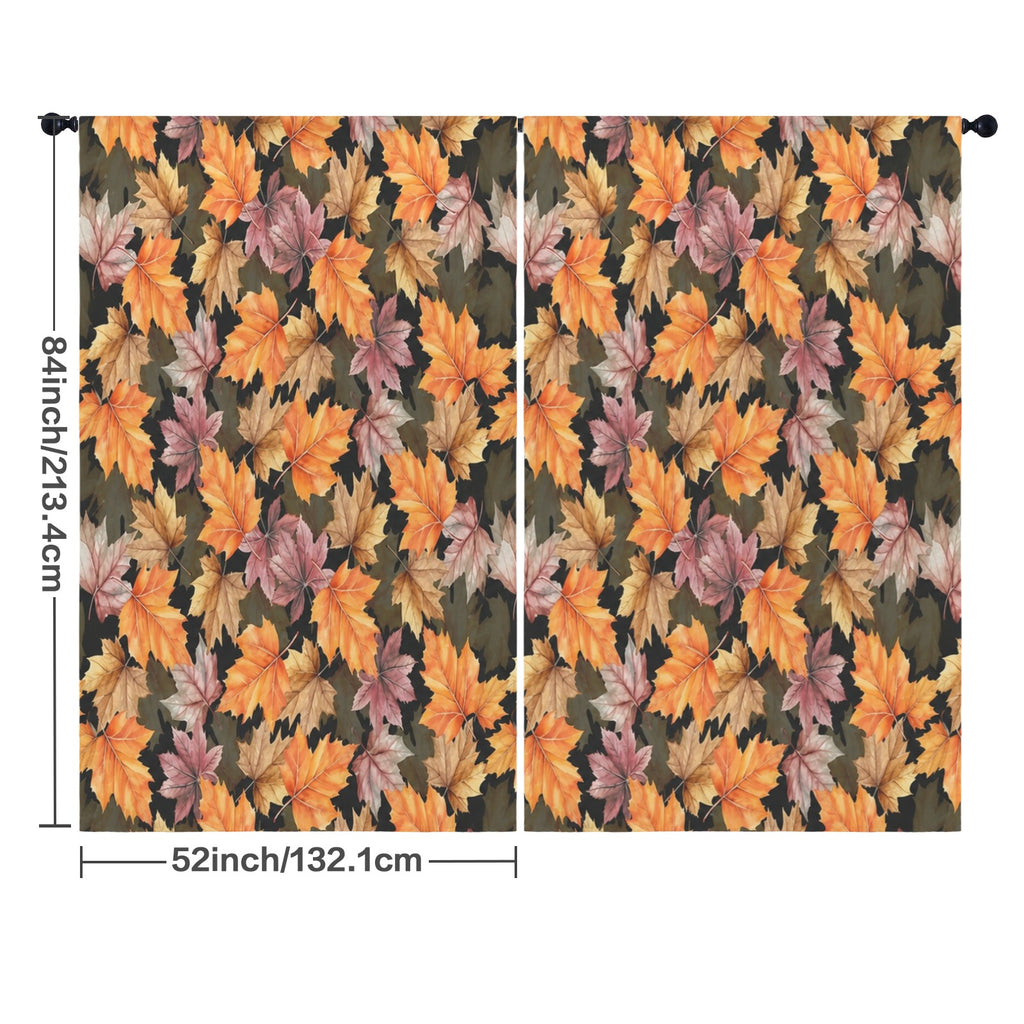 Watercolor Fall Maple Drift 52 x 84 in Window Curtain Set