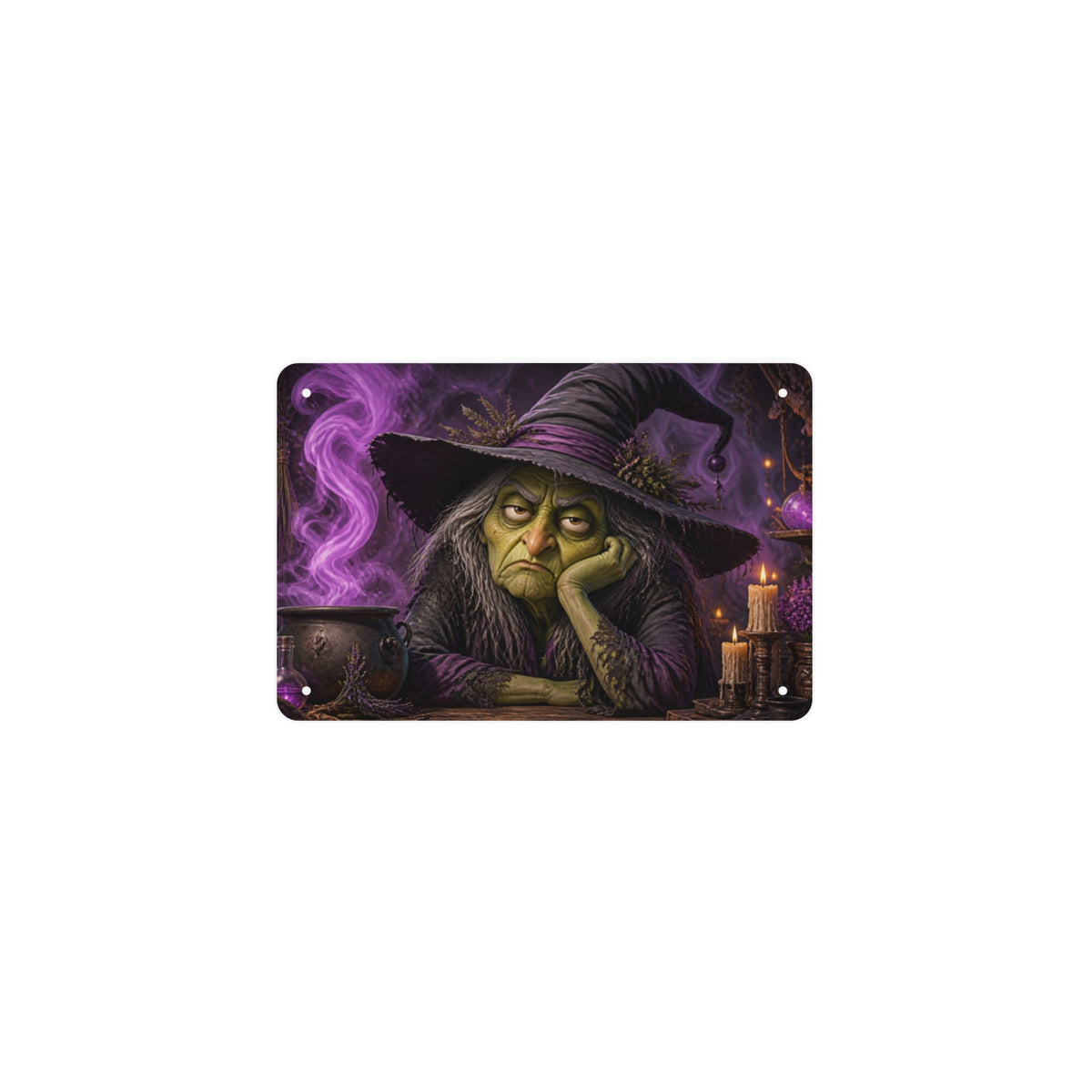 Witch's Unimpressed Face 12 x 8 in Metal Tin Sign