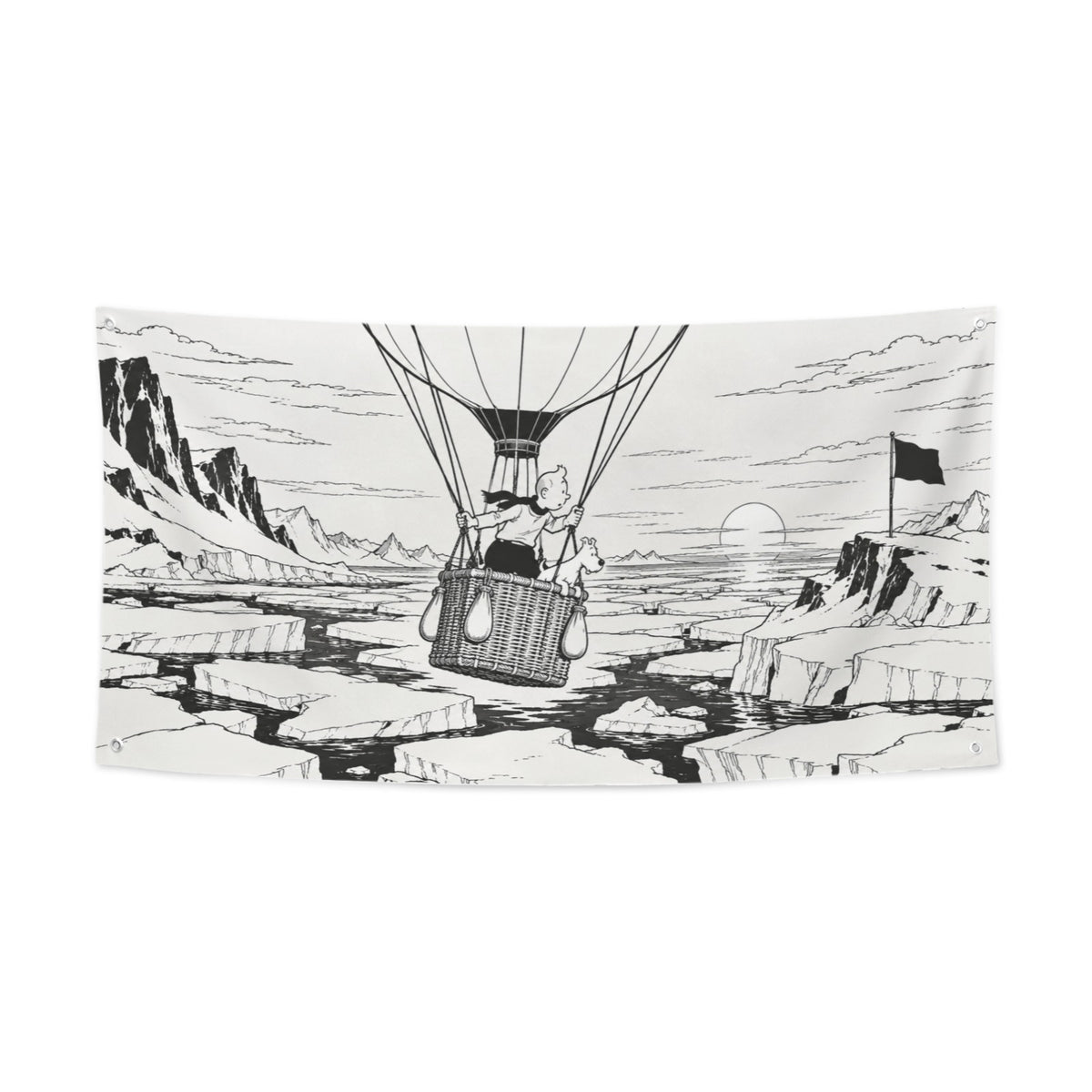 Tintin and Snowy Arctic Balloon 47 x 24 in Festival Banner