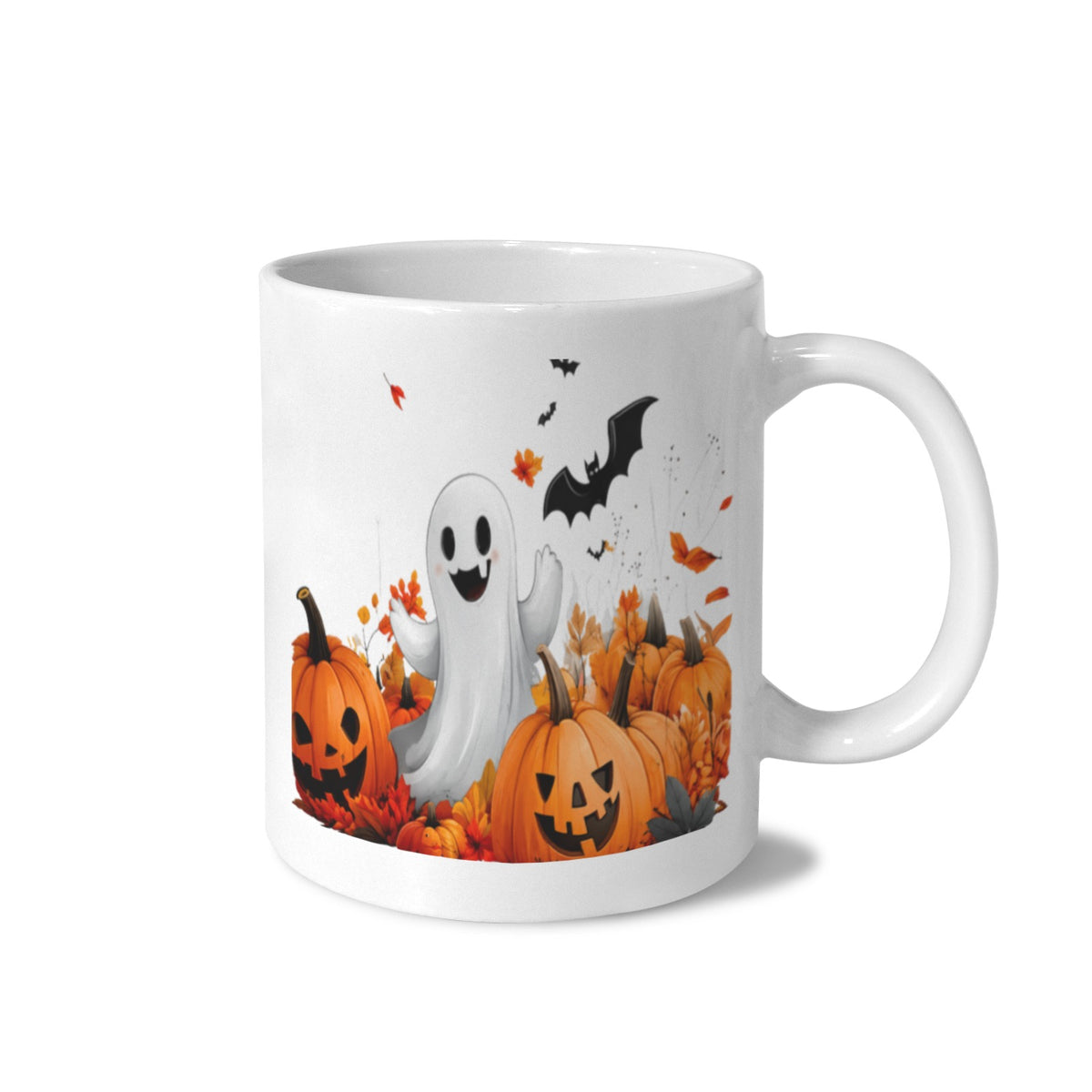 Autumn Bats and Acorns 11 oz White Ceramic Mug