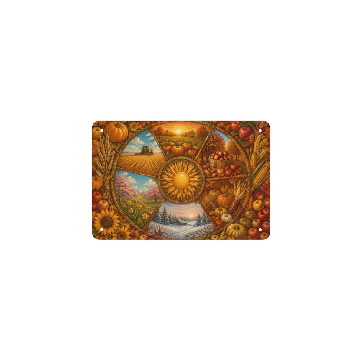 Harvest Wheel 12 x 8 in Metal Tin Sign