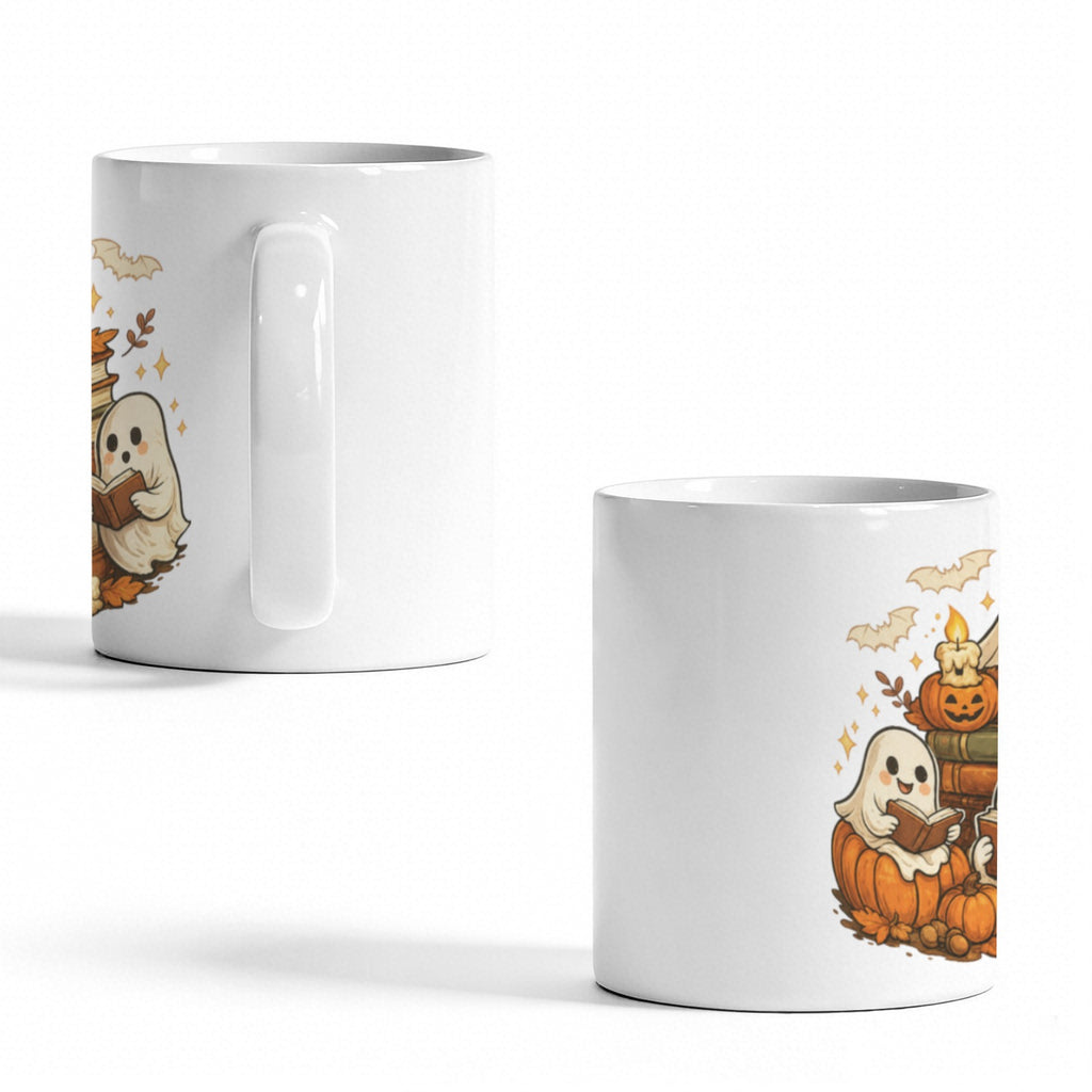 Little Ghost Reading Nook 11 oz White Ceramic Mug