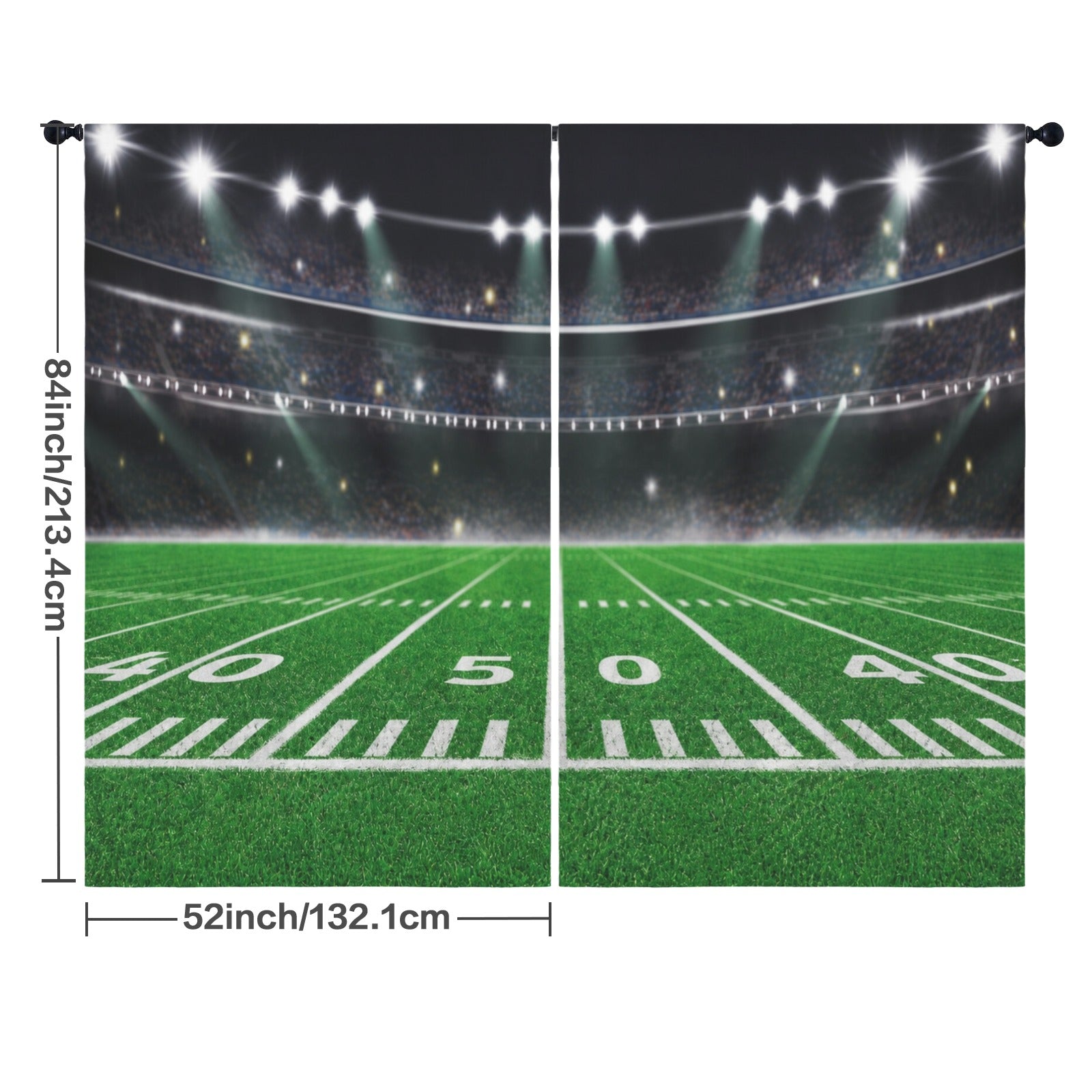 Football Season Field Lines 52 x 84 in Window Curtain Set