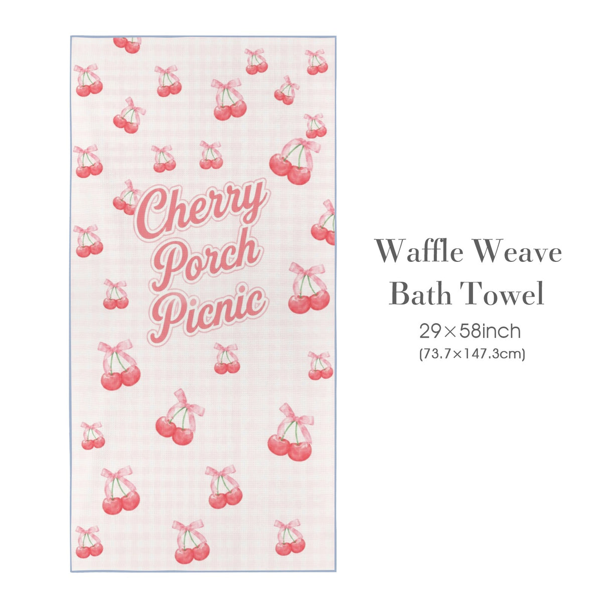 Cherry Porch Picnic 29"x58" (QUE) Waffle Weave Bath Towel