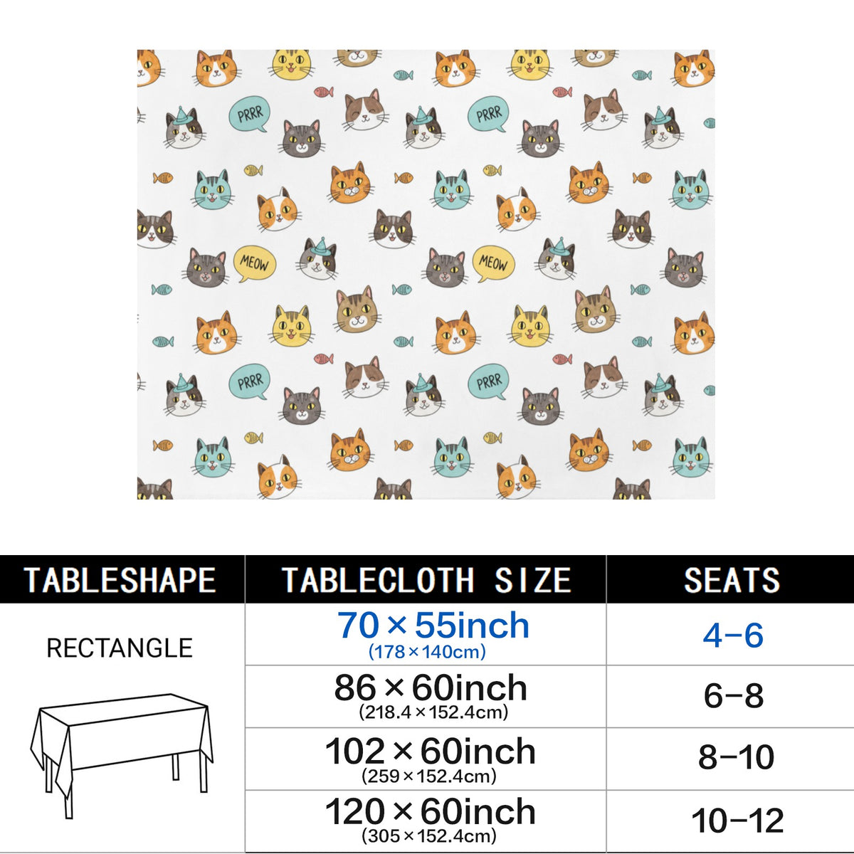 Gourd Leaf Border 178cm x 140cm Rectangular Tablecloth 70x55inch (QUE)