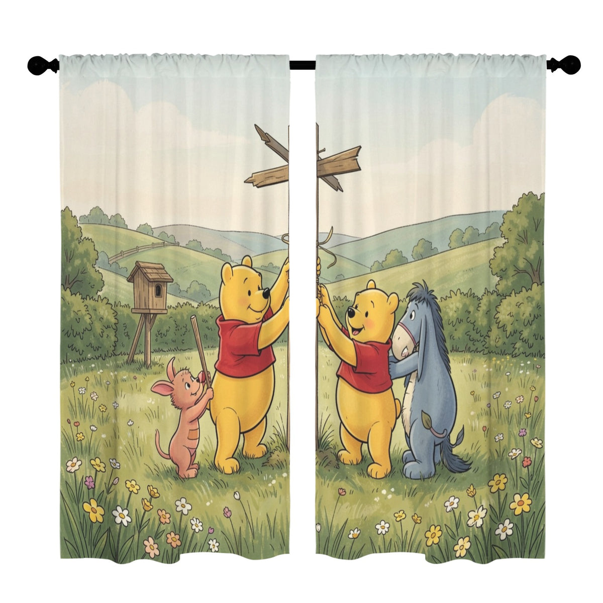Pooh and Friends: Meadow Weather Station 52 x 84 in Window Curtain Set