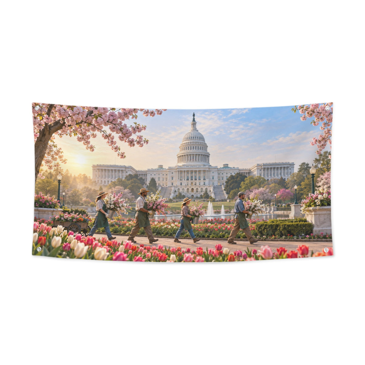 Capitol Spring Garden Procession 47 x 24 in Festival Banner