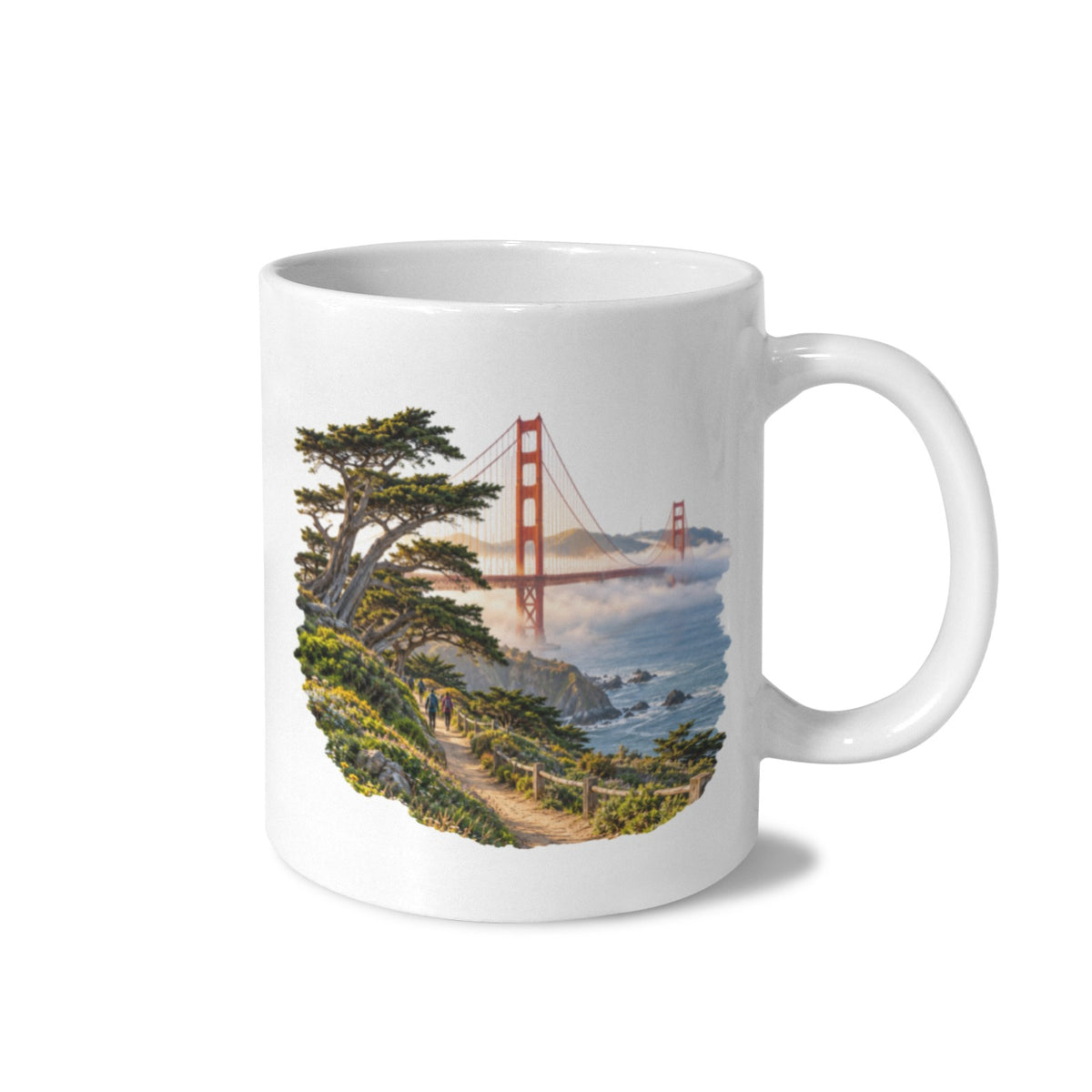 Golden Gate Coastal Cypress Trail 11 oz White Ceramic Mug
